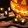 Black LED Electronic Candle Battery Operated Flashing Tealight Flameless Fake Candle Light Halloween Party Decoration Table Lamp