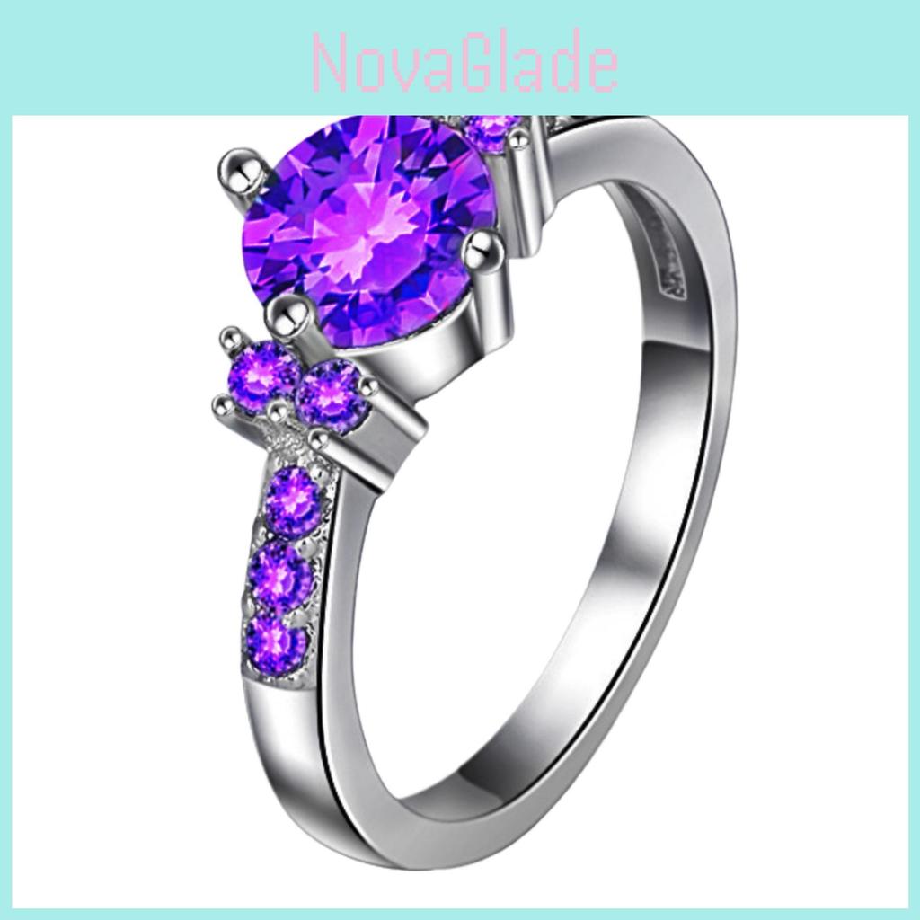 Elegant Purple Gemstone Ring For Women And Men Stylish Geometric Design
