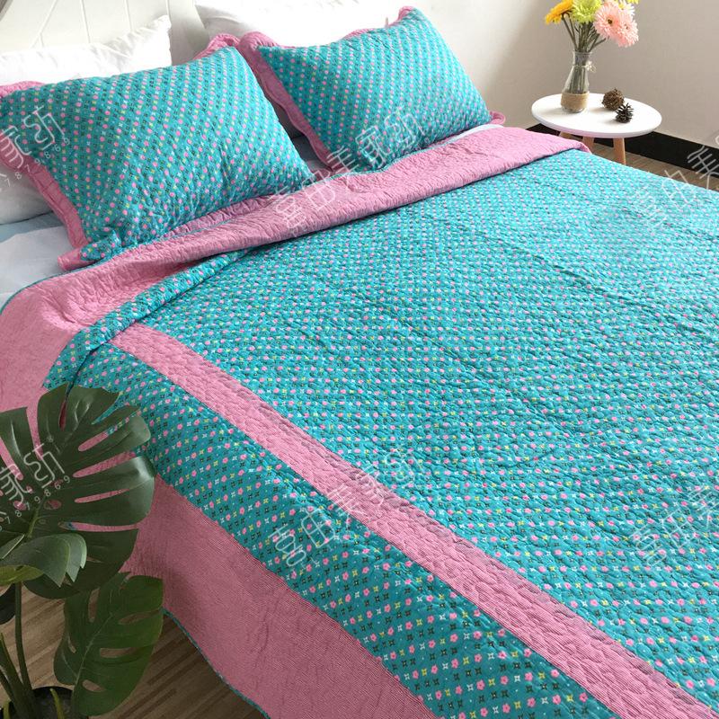 1PC/3PCS Printed Bedspread Queen Size Floral Cotton Quilt Bedding Set, Lightweight Summer Quilted Blanket for Bed Comforter