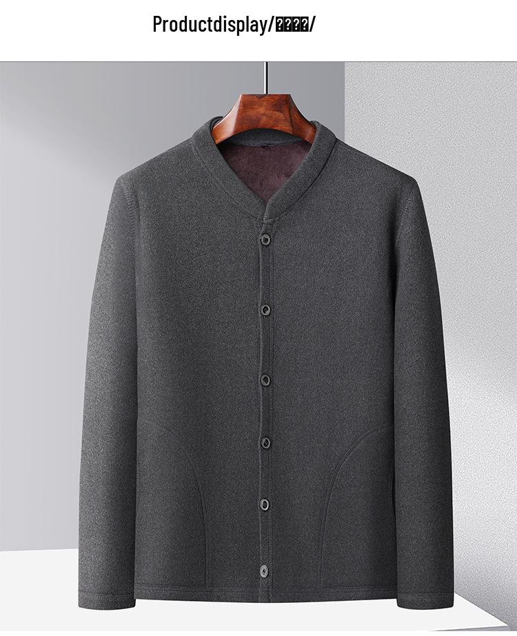 Men's Winter Plus Velvet Cardigan Jacket for Middle-Aged & Elderly - Warm Inner Cotton Layer for Dads