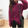 Autumn and Winter Turtleneck Thickened Pit Sweater Women's Large Size Loose Lazy Style Retro Thin Knitted Bottoming Shirt Women