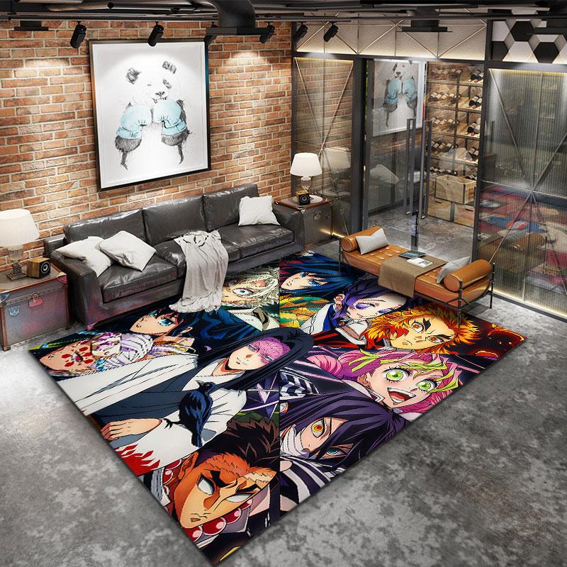 Tappeto Demon Slayer Kimetsu No Yaiba per Soggiorno Camera da Letto Casa Decorazione Divano Gioco Bambini Tappetino Antiscivolo