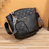 Rhombus Embroidered Shoulder Crossbody Bucket Bag Trendy Versatile Belt Small Round Bag Large Capacity Women's Bag