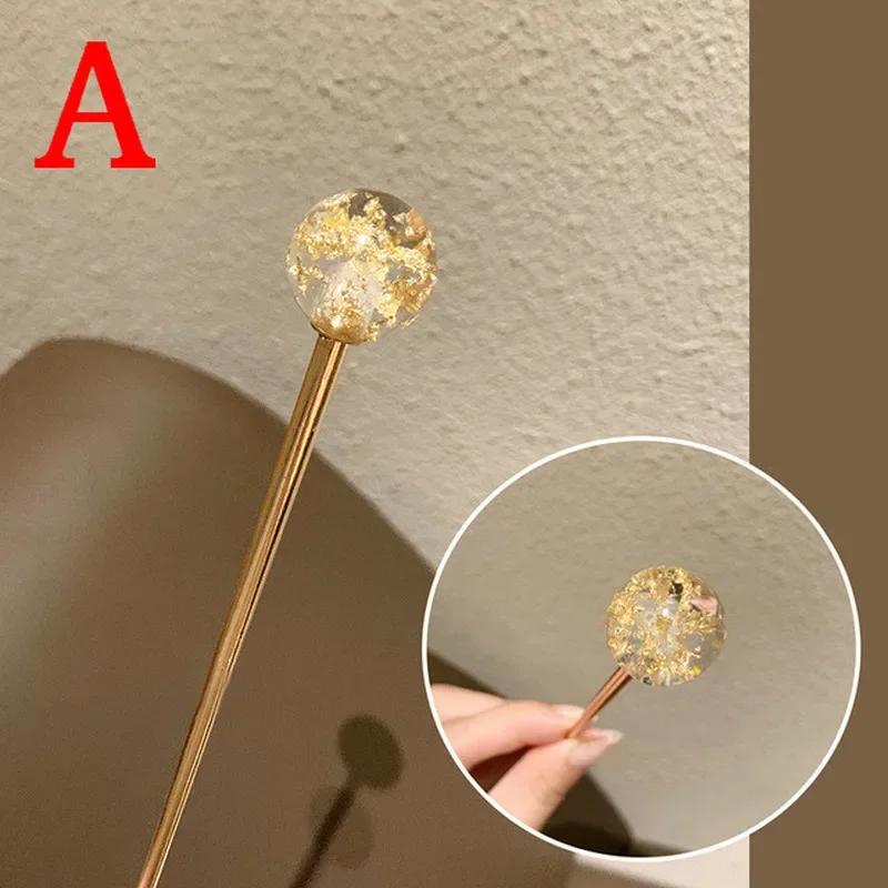 New Sparkling Starry Sky Hairpin Simple Temperament Gold Foil Lollipop Hairpin Elegant Hair Accessories Girls Jewelry Headwear