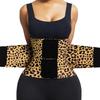 Entrenador de Cintura con Estampado de Leopardo para Mujer Cinturilla de Control de Abdomen Ajustable de Doble Compresión Cinturón Moldeador para Entrenamiento