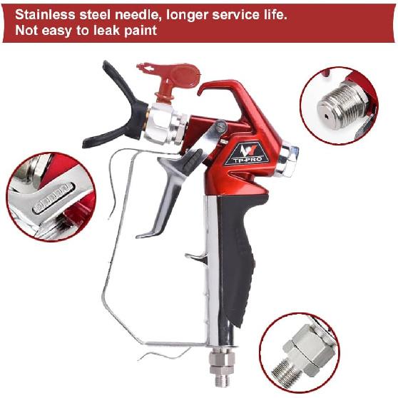 Airless Paint Spray Gun with 517 tip High Pressure 4000 PSI Red Series Airless Sprayer Gun (4 Finger)