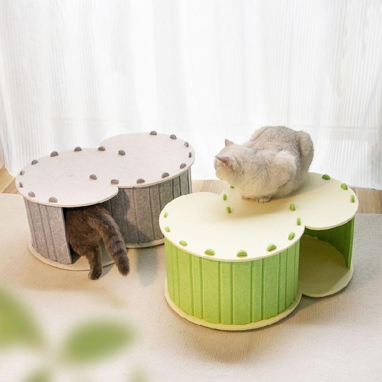 Funny Cats Tunnel Interactively Toy Round Wools Felted Pet Bed Cats Training Toy for Small Pet