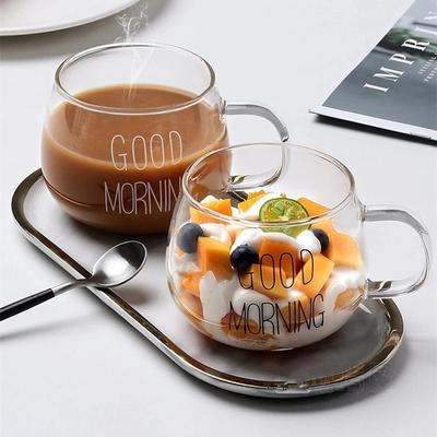 Brief Transparent Glas Tasse Kreative Kaffee Tee Getränke Dessert Frühstück Milch Tasse Glas Becher Griff Drinkware Paar Geschenke