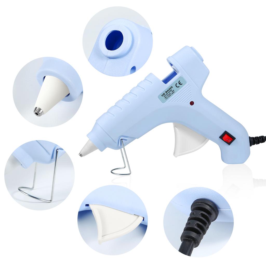 40W Blue Full Size Hot Melt Glue Gun, 11mm Sticks for Crafts