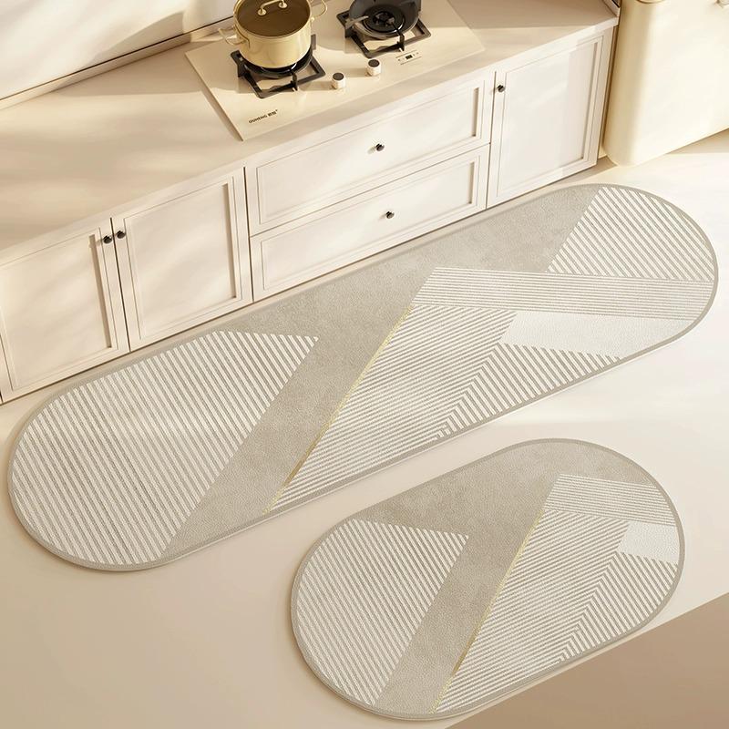 Wabi-Sabi Waterproof Non-Slip Leather Kitchen Floor Mat, Easy Clean, Oil-Proof