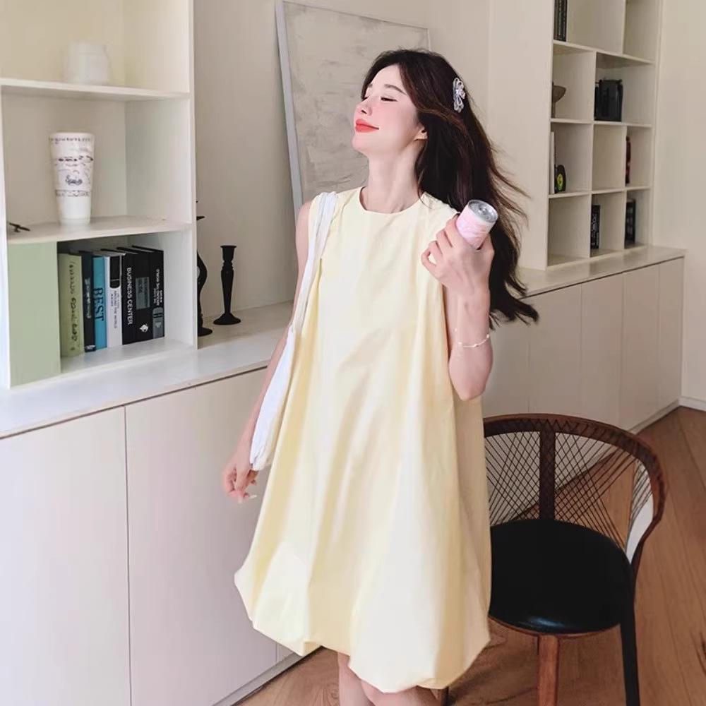 French Chic Yellow Off-Shoulder Dress with Tulip Hem – Women's Summer Age-Reducing Loose Fit Mini
