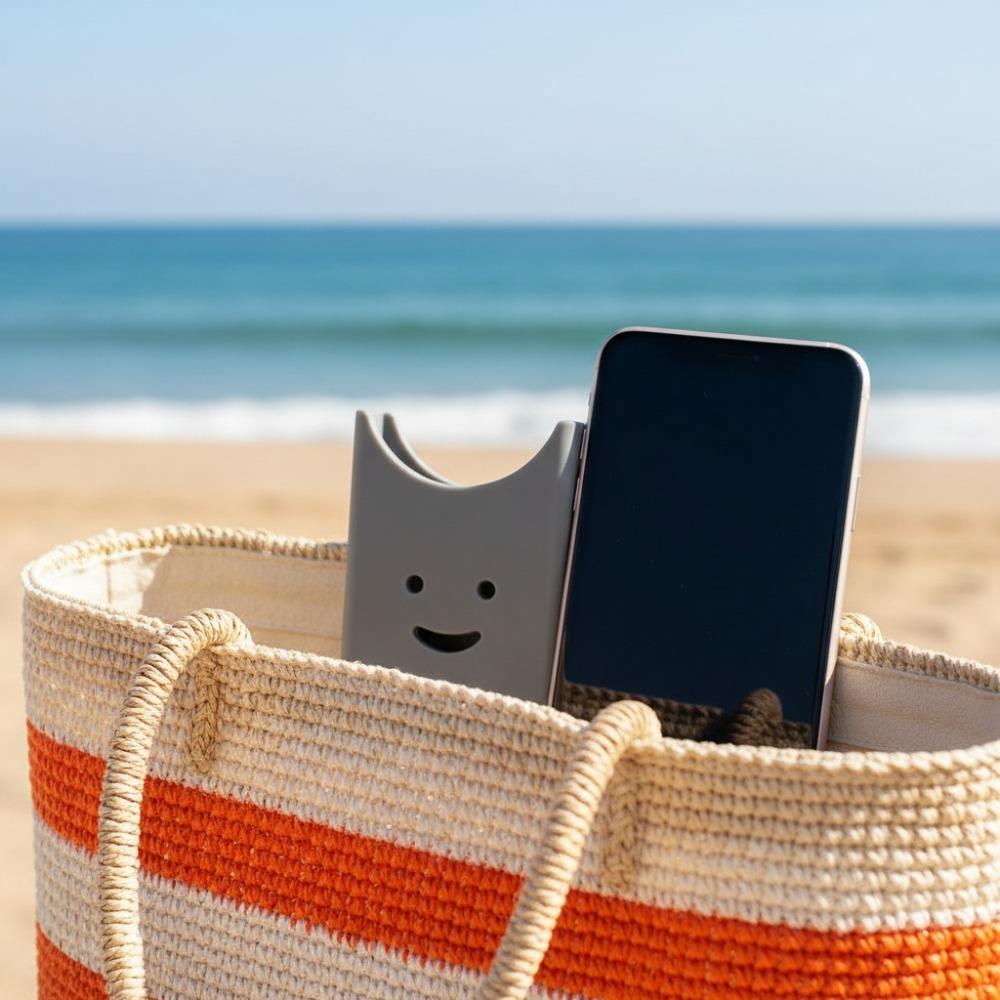 

Decorative Bag Charm Phone Holder Secure Beach Bag Phone Holder EVA Phone Case Holder Beach Travel сірий