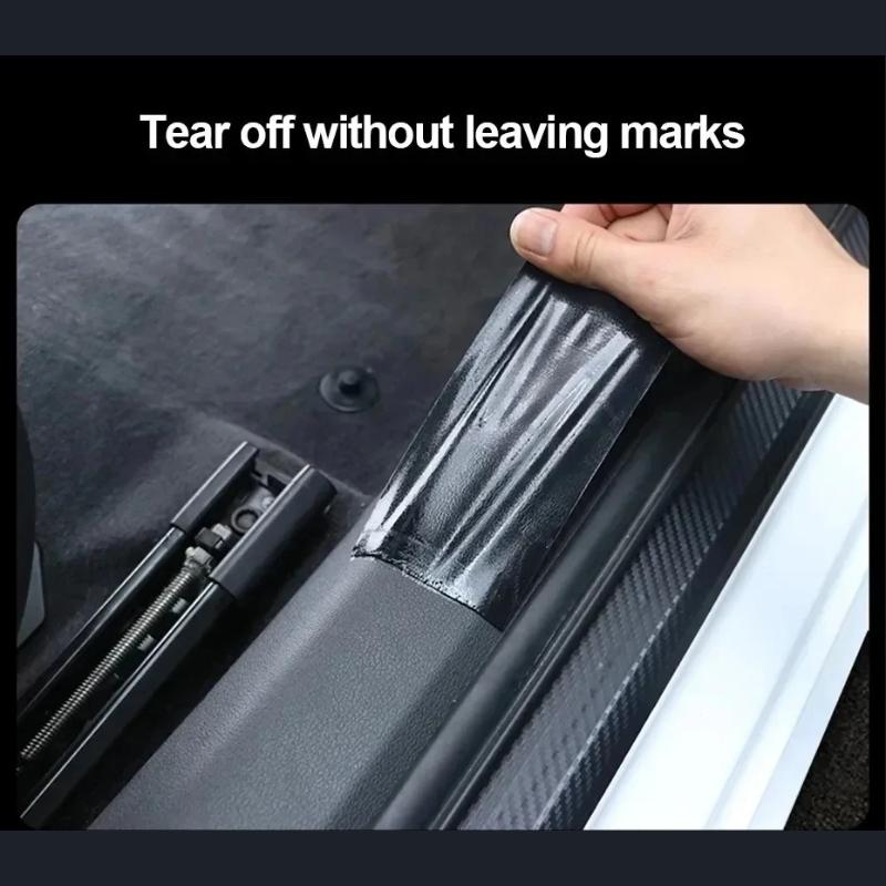 3D Carbon Fiber Sticker Paste Car Door Threshold Protective Film Anti Scratch Waterproof Matte Black Nano Sticker for Car Body