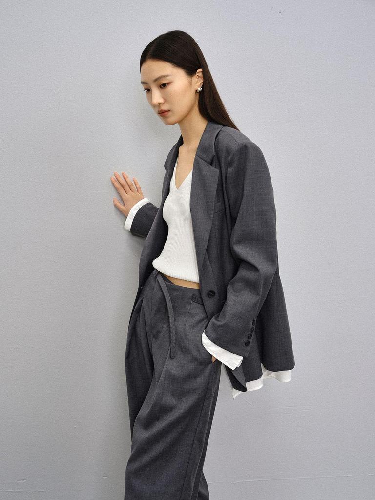 Women's Spring Style Long, Single-Button, Waist-Cinching Blazer: Simple, Fashionable, High-End Jacket