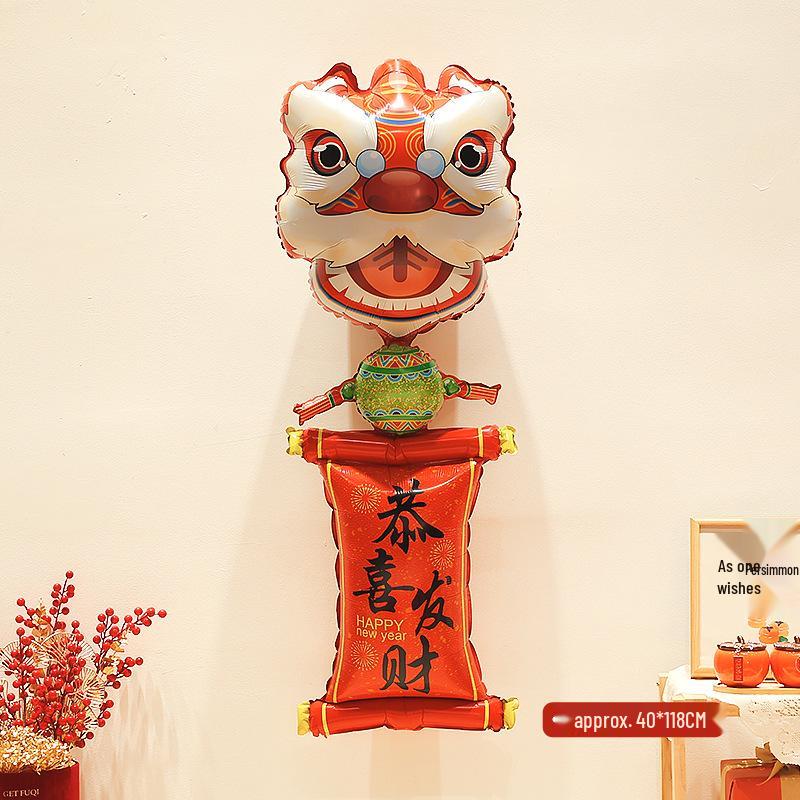 Lion Dance Balloon Decorations for Baby's Full Moon, First Birthday & Festive Photo Props