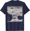 ThreadWeird Alien Cat UFO T-Shirt Classic Fit Round Neck Black Adult T Shirts for Women  Harajuku Luxus Marken Playeras De 82975
