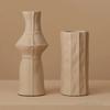 Nordic Textured Glazed Ceramic Geometric Vase, Home Living Room, Bedroom, Office, Study Desk Decoration Vase, 1Pc