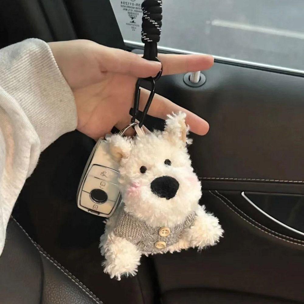 Cute Cartoon West Highland Dog Keychain  Stuffed Dolls Puppy Pendant Hanging Ornament Backpack Key Chain Bag Accessories