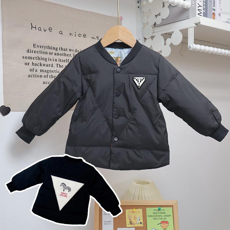 

Легкая зимняя мультяшная пуховая куртка для мальчиков - 90% пух белой утки, теплое нижнее белье 100cm/44g filling чёрный