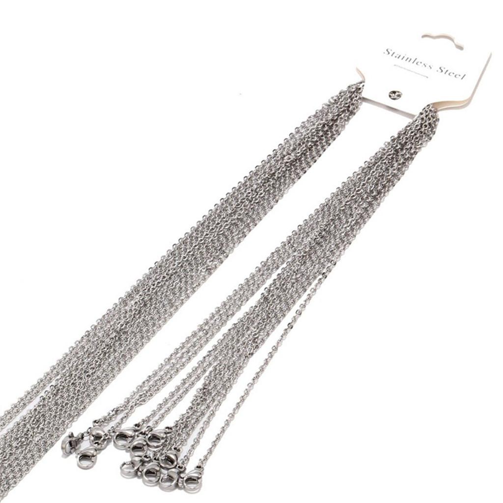 10 Pcs Metal Thin Necklace Chain with Lobster Claw Clasps Flat O Chain Necklace Accessories for DIY Jewellery Making