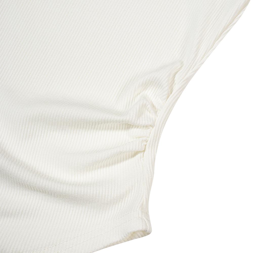 MOAA Side Shirred U-Neck Short Sleeve (White)