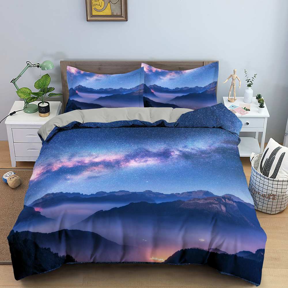 3D Nature Landscape King Queen Duvet Cover Flowers Green Leaves Bedding Set Shimen View Quilt Cover Polyester Comforter Cover