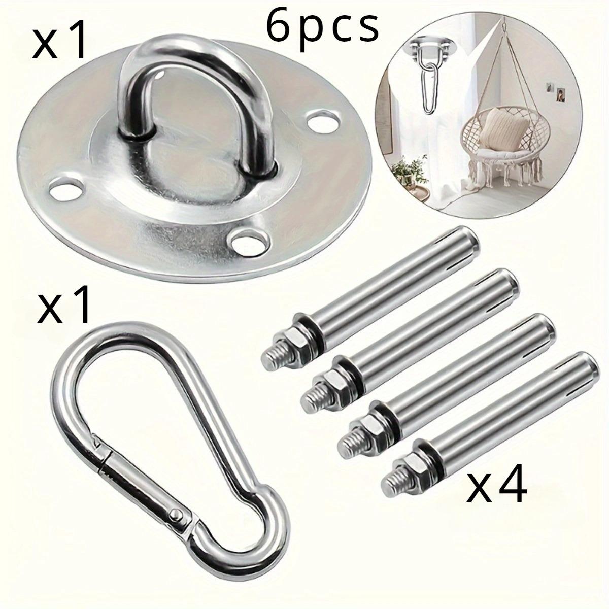 

6 шт. вращающихся прочных крючков для подвешивания поворотных крючков для гамака, крючок для качелей на потолок, деревянное крыльцо, комплект для подвеса для йоги в спортзале 6pcs