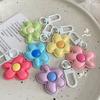 Cute Colorful Flower Pendant Keychains Women Bag Earphone Case Pendant DIY Accessories Car Key Ring Girl Candy Color Key Chains