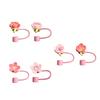 6 Pack Silicone Straw Caps Decorative Accessaries Flower Straw Caps Silicone Texture Straw Tip Suitable for Straw
