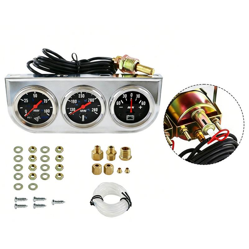 Triple Gauge Cluster For Saloon Cars Lorries Construction Machinery Motorcycles Three-in-one Instrument Cluster Accessories