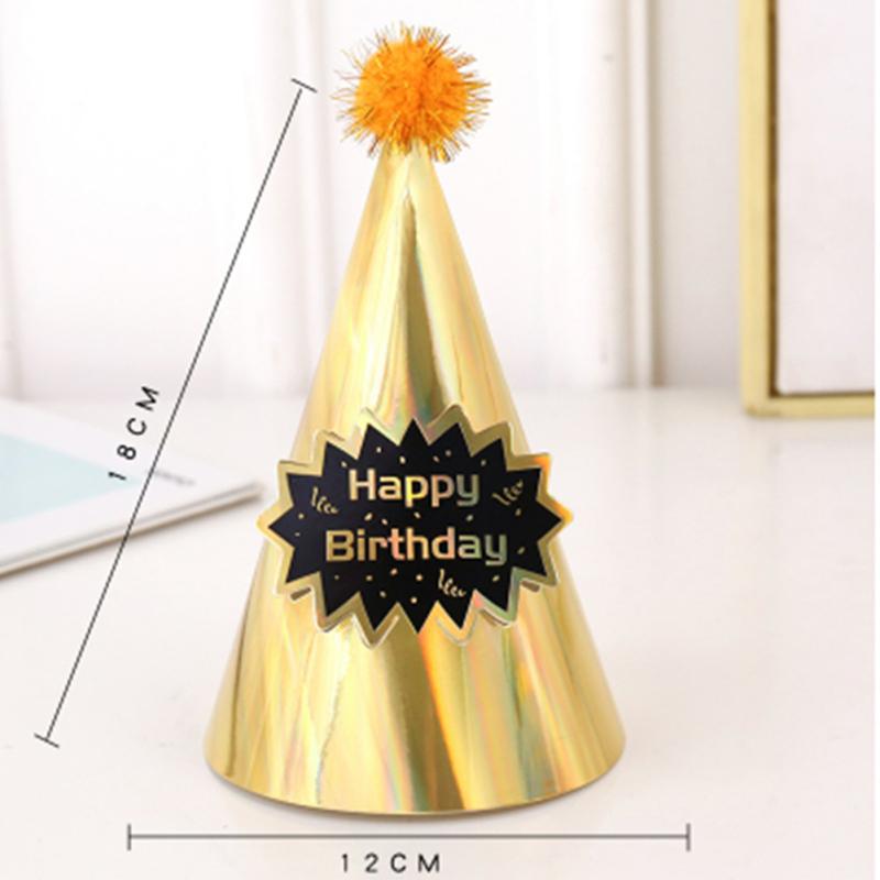 Birthday  Party  Hats Paper Cone Felt Pompoms Art Craft Cap Party Costume Accessories