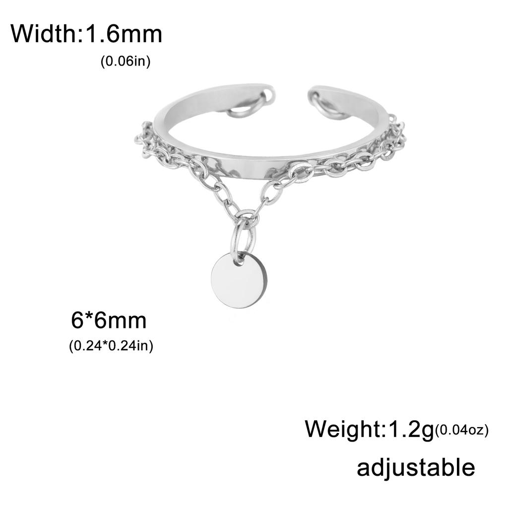 Lemegeton Open Ring for Couple Small Charm Zircon Stainless Steel Chain Accessories Heart Zircon Beauty Fried Dough Twists New