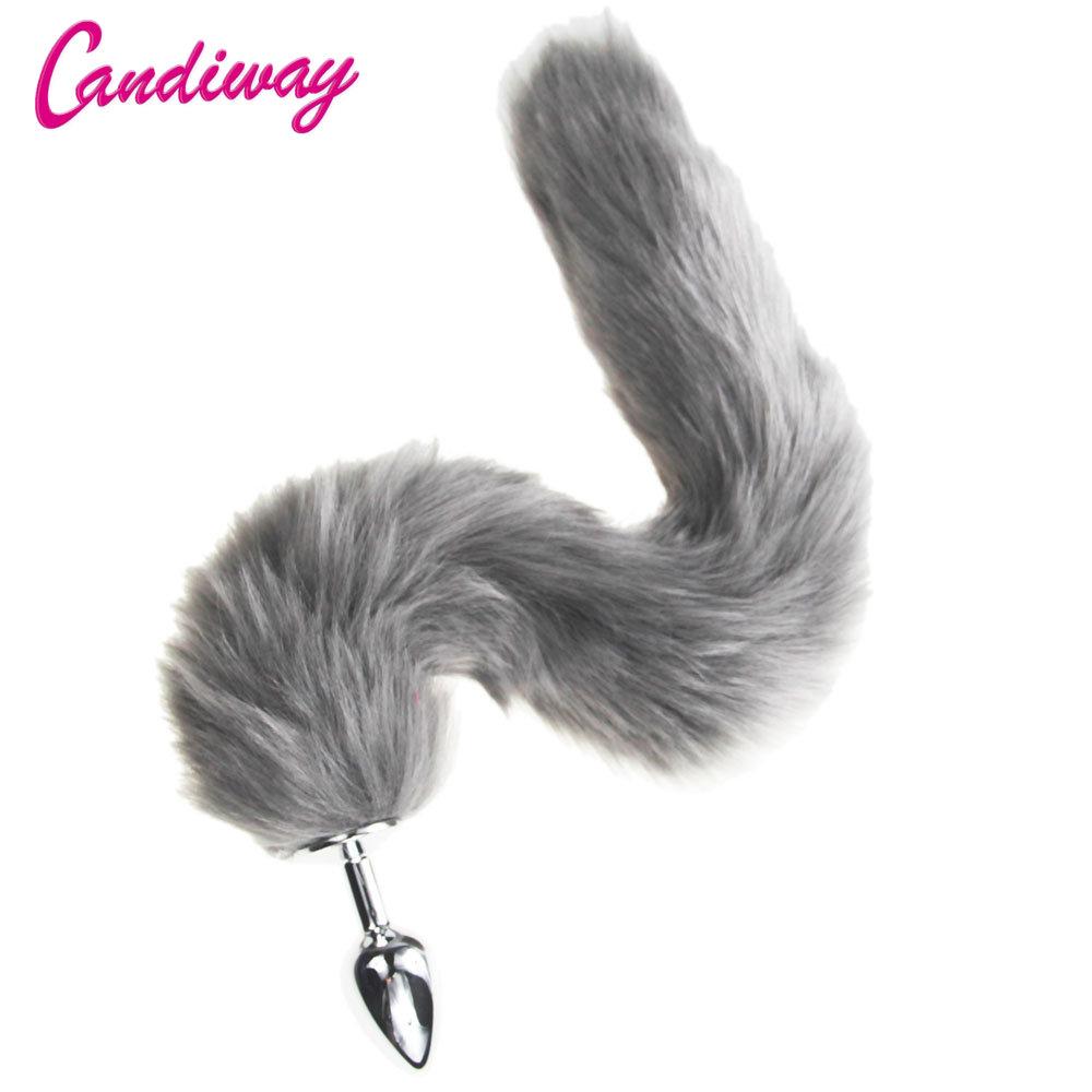 Gray Fox/Dog Tail Metal Furry Anal Plug Sexy Toys Butt Plug BDSM Flirt Anus Plug For Women WILD Cat Tail Adult Toy Stim