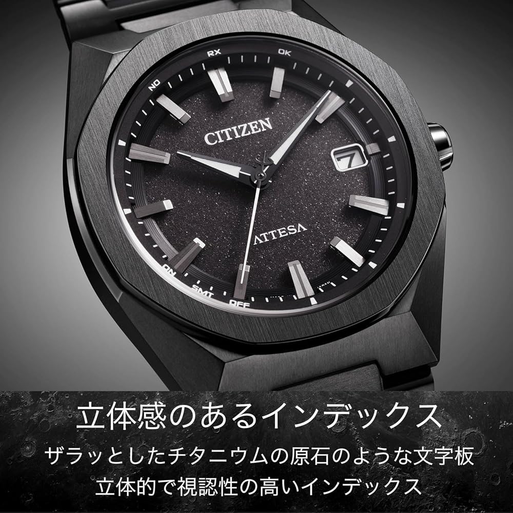 Citizen Attesa Eco-Drive Solar Watch Black Titanium 3-Hand Waterproof Men's Analog Sapphire Glass
