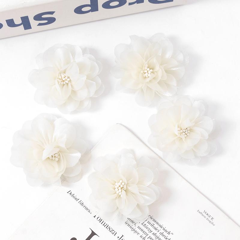 2/5Pcs 6CM Chiffon Fabric Artificial Flower For Home Room Wedding Invitation Artificial Flowers For Dress Decoration Accessories
