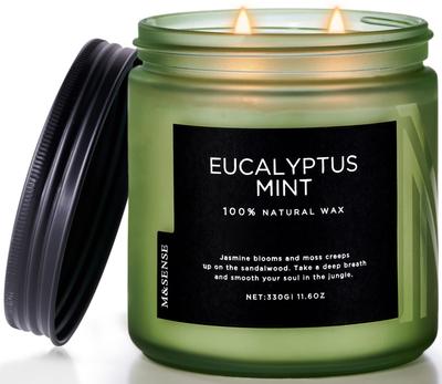 Aroma Candle Candle Eucalyptus Mint Scent Large 330g Burning Time 70 Hours 2 Wicks Soy Wax Multiple Scents Jar Candle White Day Day Day Valentine