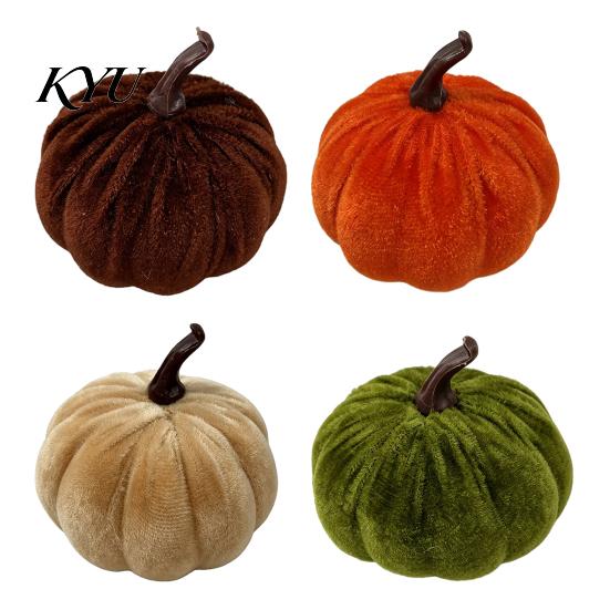 Soft Flannel Pumpkin Props Small Artificial Velvet Decoration, Fall Thanksgiving Stuffed Simulated Ornament, Autumn Harvest Tabletop Centerpiece