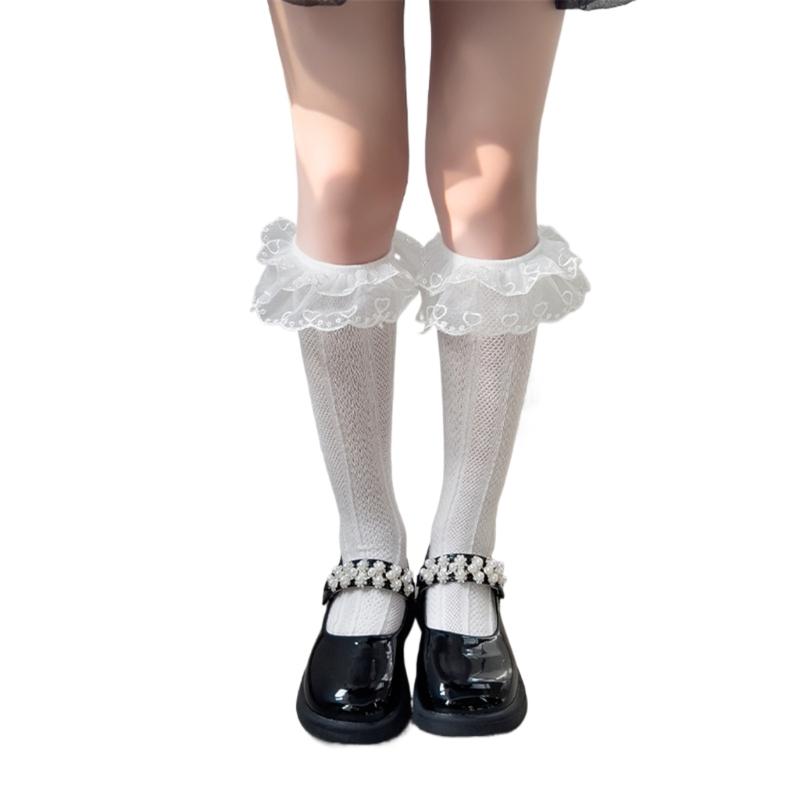 Fashion Lace Calf Socks Socks Breathable Loose Socks for Girls Bowknot High Boot Socks Long Knee High Stockings