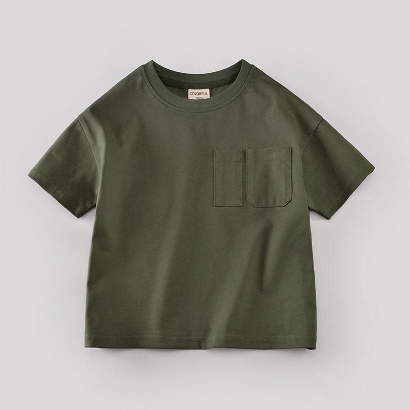 Summer Boys' Short Sleeved T-shirt White Children's T-shirt Half Sleeved Solid Color Top