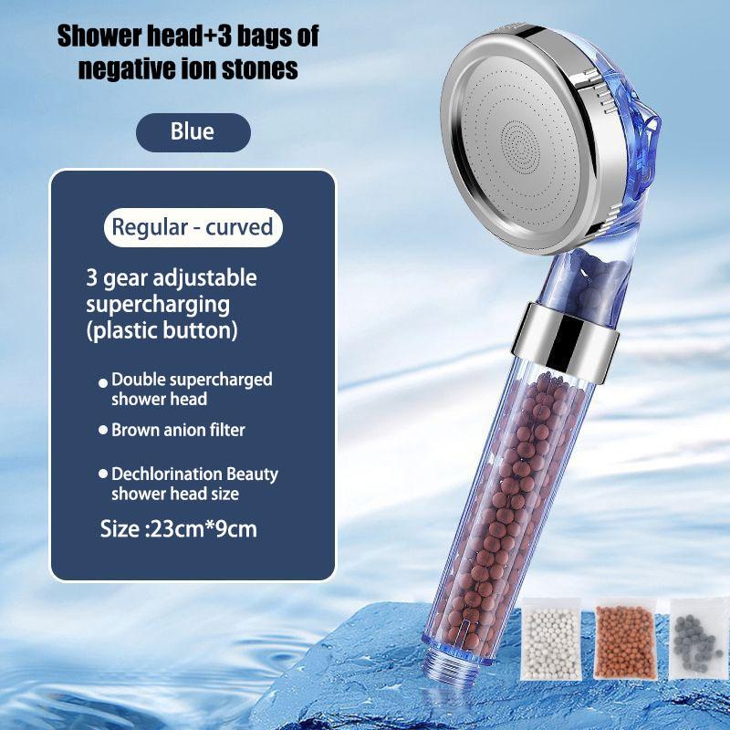 Showerhead 3-speed Adjustment Portable Shower Filter Negative Ion Stone Shower for Bathroom Items Bath Accessories Showers Parts