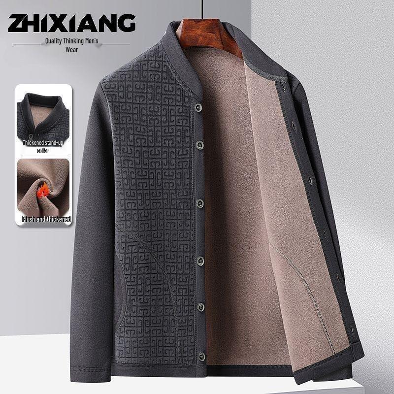

Men s Fleece-Lined Winter Coat: Warm, Thick, Cotton-Padded Jacket for Middle-Aged and Elderly 5XL (170-195 jin)