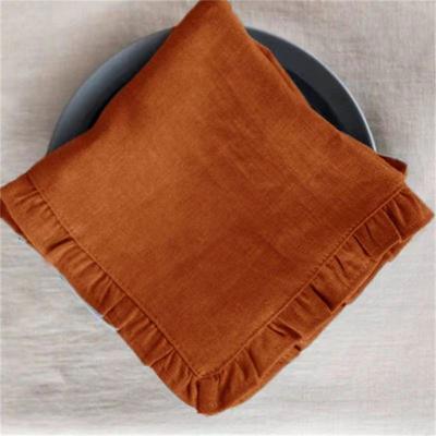 Tovagliolo da Tavola Classico per Casa in Puro Lino con Bordo Arricciato, Tovaglioli con Volant 100% Lino, Tovaglia di Stoffa Monocolore per Ristorante Matrimonio Cena
