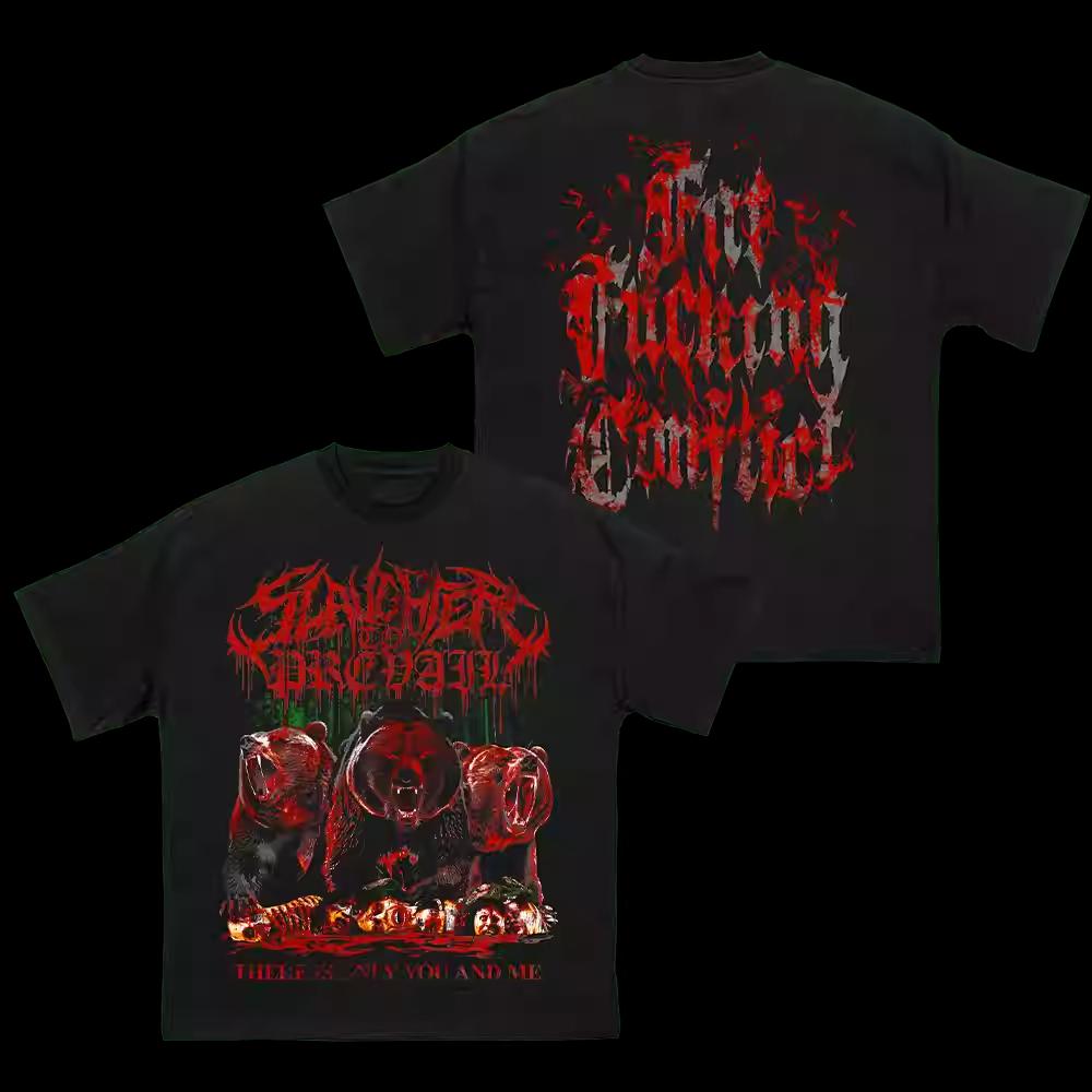 Exclusive SLAUGHTER TO PREVAIL Russian Band Official T-Shirt, Russian War Bear Destroy Short Sleeve