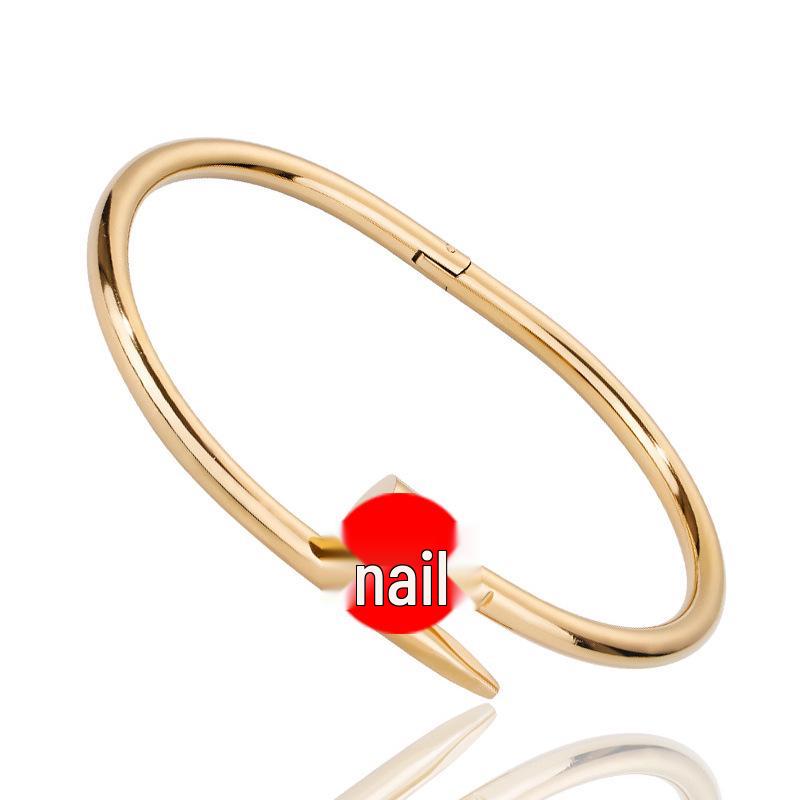Elegant Slim Waist Titanium Steel Bracelet with Diamond Inlay, 18K Gold, Women's Niche Design