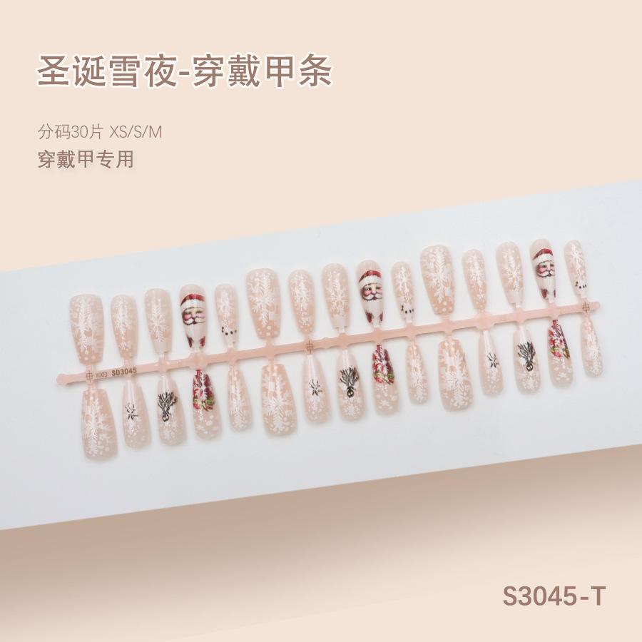 Winter Sweet Cartoon Christmas Wearing Nails Snowflake Santa Claus Nail Art Fake Nail Patch Christmas Collection