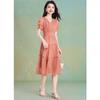 French Style Pleated V-Neck Midi Dress