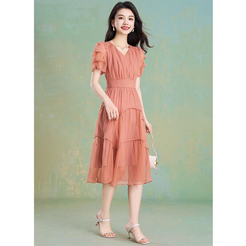 French Style Pleated V-Neck Midi Dress