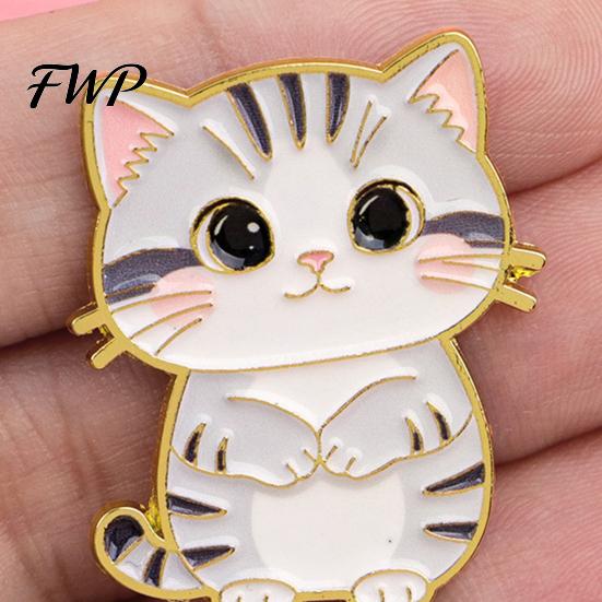 Animal Pin Decorative Brooch Enamel Cartoon Cat Shape Zinc Alloy Lapel Sweater Dress Suit Badge Versatile Outfit Accessory Design