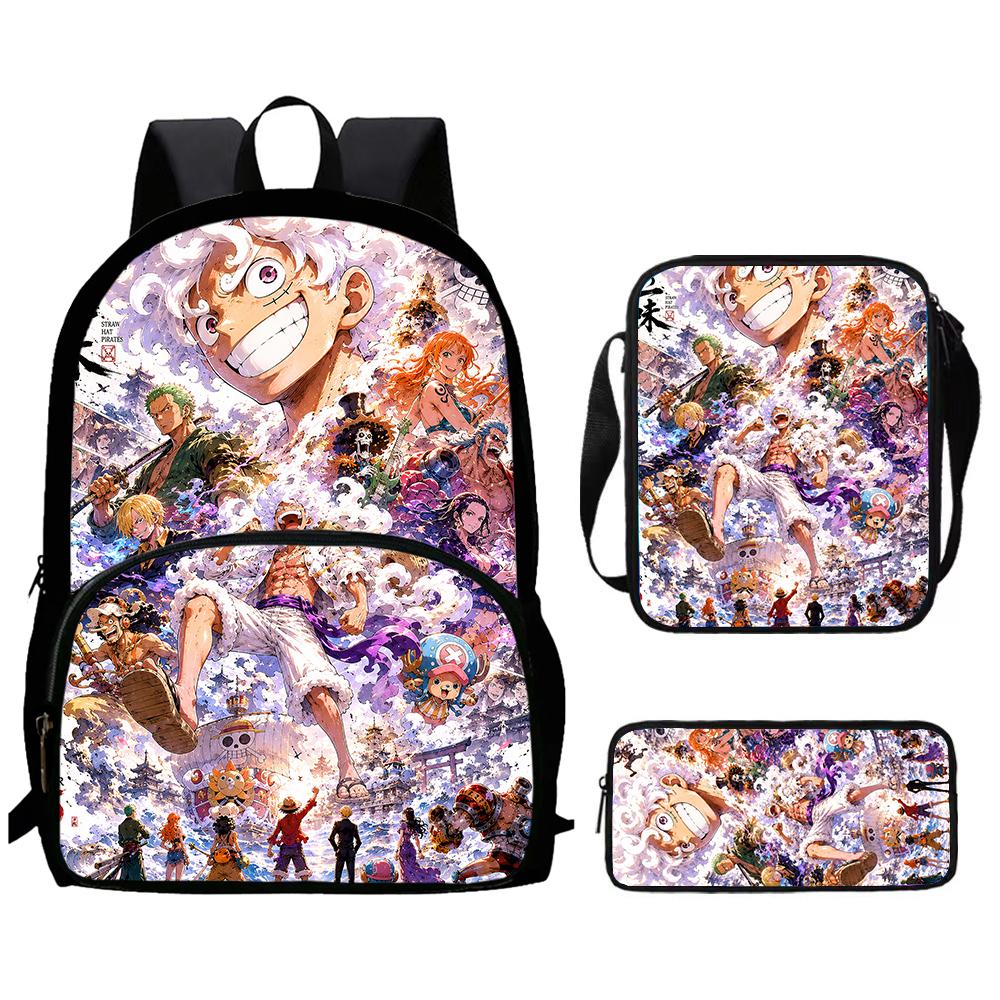 One Piece 3 In 1 Lightweight Adjustable Front Pocket School Backpack Set With Crossbody Bag Pencil Case For Boys Girls Ages 6-10