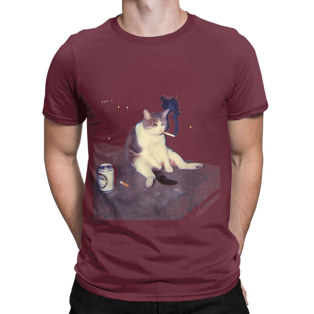 Smoking Meme Funny Cigarette Kitten Brainrot Tee Funny 100 Cotton TShirt Meme Tops Tees For Unisex